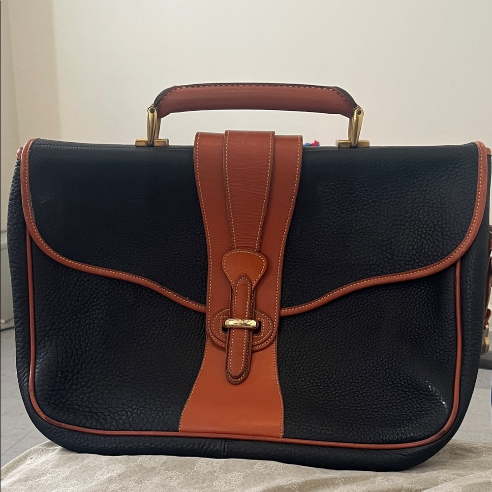 Vintage Dooney n Bourke Black and Brown Leather briefcase Bag